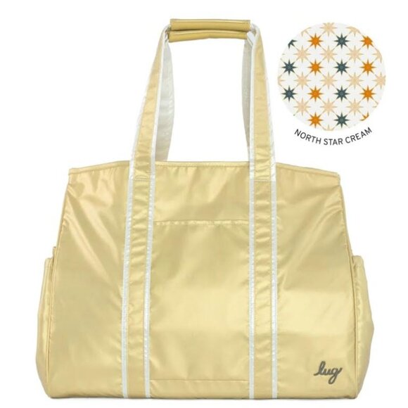 Lug Rover X-Large Carry-All Tote Metallic Gold with North Star Cream Interior - Picture 1 of 15
